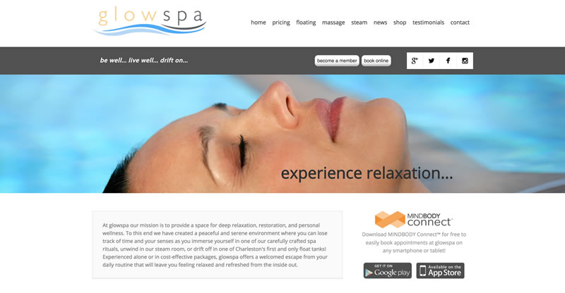 glowspa salon spa website design